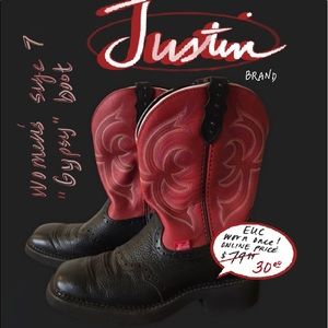 Justin brand ladies sz 7 EUC leather cowboy boot